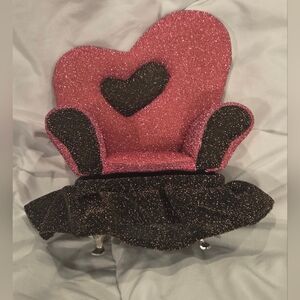 Sparkly Pink and Brown Dolls Sized Jewelry Box Chair